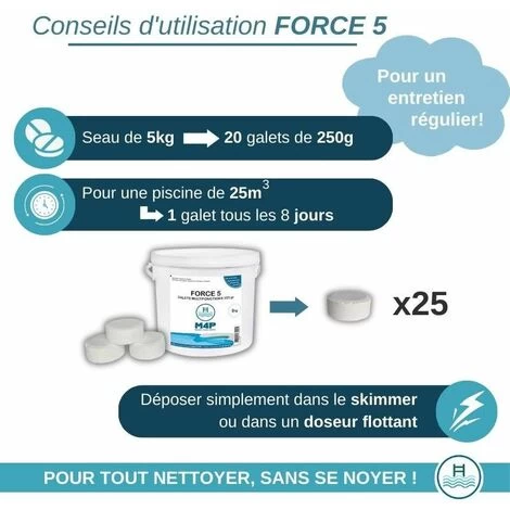 Chlore 5 Actions Galets 250g - MADE FOR POOL - 5kg 5 Chlore 5 Actions Galets 250g - MADE FOR POOL - 5kg – Image 3