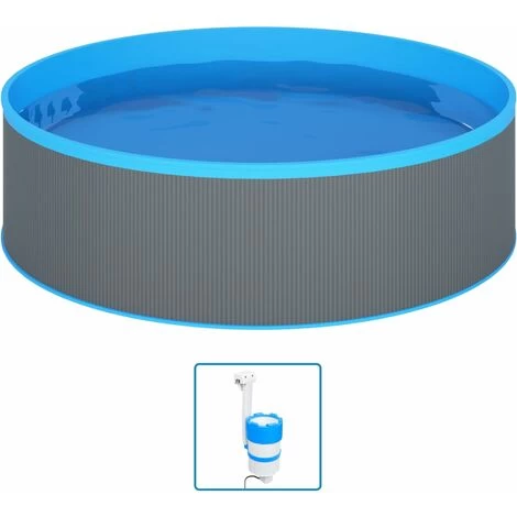 Haute Qualité -Piscine Avec écumoire Suspendue Et Pompe 350x90 Cm Gris24262 4 Haute Qualité -Piscine Avec écumoire Suspendue Et Pompe 350x90 Cm Gris24262 – Image 2