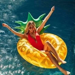 Grand Bouée Gonflable Ananas Pour Fêtes De Piscine, Jouet Gonflable D'été, Jouet Fêtes De Piscine Avec Vannes Rapide
