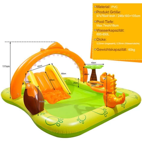 Piscine Pour Enfant Gonflable -Aire De Jeux Aquatique 246x193x110cm 4 Piscine Pour Enfant Gonflable -Aire De Jeux Aquatique 246x193x110cm – Image 2