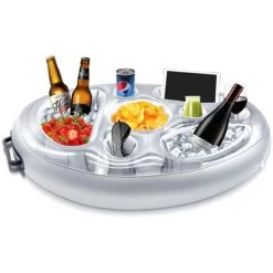 Porte Boisson Gonflable, 8 Trous Bar De Piscine Flottant, Porte Gobelet De Boissons Salade De Fruits Buffet Piscine Accessoires Adultes Pour Piscine Beach Party Fun (Gray)