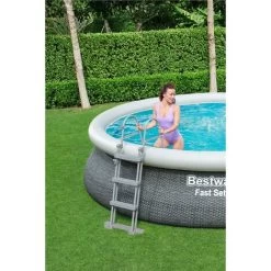 Piscine Autoportante Ronde Ø 4,57 X 1,07 M Aspect Résine Tressée Fast Set De Bestway 11 Piscine Autoportante Ronde Ø 4,57 X 1,07 M Aspect Résine Tressée Fast Set De Bestway -Piscine Soldes 90538723 5