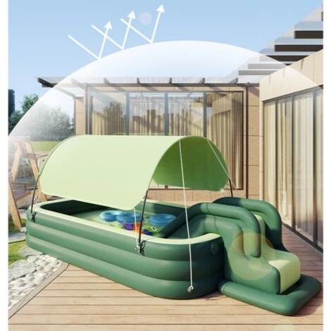 Piscine Gonflable Pour Les Enfants Et Les Adultes, Piscines De Natation Pour Enfants De Famille De Grande Taille Avec Toboggan Gonflable Et Canopée, Cour Arrière Portable, Fête De L'eau En Plein Air, 4 Piscine Gonflable Pour Les Enfants Et Les Adultes, Piscines De Natation Pour Enfants De Famille De Grande Taille Avec Toboggan Gonflable Et Canopée, Cour Arrière Portable, Fête De L'eau En Plein Air, – Image 2