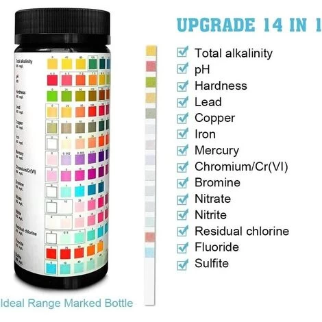 Bandelettes De Test De Qualité De L'eau 14 En 1 Pour Tester L'eau Potable Et L'eau De Puits, Pour Détecter Le Chlore Résiduel, L'alcalinité, La Dureté, Le PH, Les Nitrites, Etc.,100 3 Bandelettes De Test De Qualité De L'eau 14 En 1 Pour Tester L'eau Potable Et L'eau De Puits, Pour Détecter Le Chlore Résiduel, L'alcalinité, La Dureté, Le PH, Les Nitrites, Etc.,100