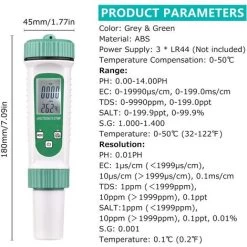 Testeur Numérique De Qualité De L'eau 6 En 1 PH/EC/TDS/SEL/S.G/analyseur De Test De Température Pour Aquarium D'eau Laboratoire Hydroponique -Piscine Soldes 92207712 4