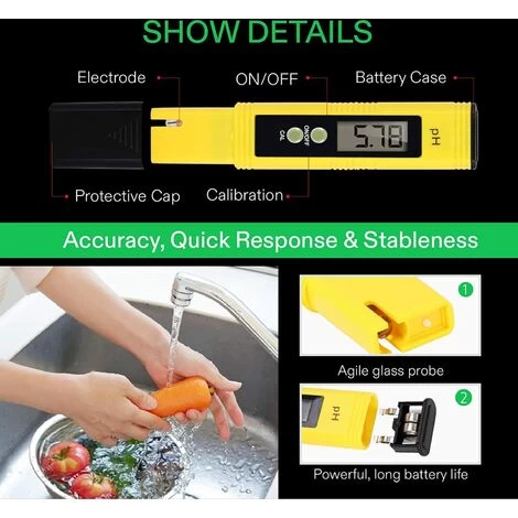 Pool Digital,esteur De Qualité De L'eau, Ph Metre Electronique, Testeur PH Mètre PH Metre Electronique Avec écran LCD Test De PH Pour Piscines Testeur Piscine Testeur Spa Plage De Mesure De 0 à 14 PH 6 Pool Digital,esteur De Qualité De L'eau, Ph Metre Electronique, Testeur PH Mètre PH Metre Electronique Avec écran LCD Test De PH Pour Piscines Testeur Piscine Testeur Spa Plage De Mesure De 0 à 14 PH – Image 4