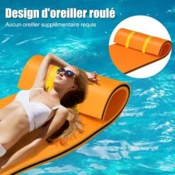 RELAX4LIFE Tapis Flottant Piscine En Mousse XPE Pour Piscine Plage Lac, Hamac Flottant Piscine Avec Oreiller Roulé Pour Sports Nautiques, Bronzage D’Eté, Orange 9 RELAX4LIFE Tapis Flottant Piscine En Mousse XPE Pour Piscine Plage Lac, Hamac Flottant Piscine Avec Oreiller Roulé Pour Sports Nautiques, Bronzage D’Eté, Orange -Piscine Soldes 93959344 3