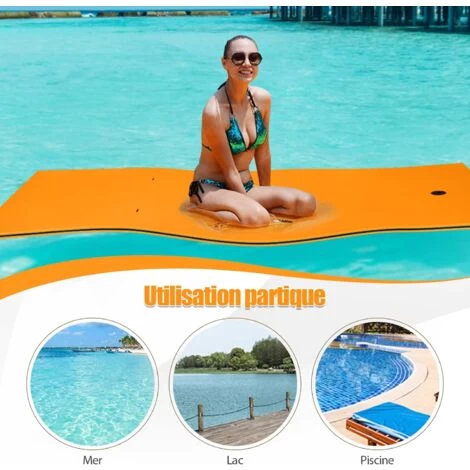 RELAX4LIFE Tapis Flottant Piscine En Mousse XPE Pour Piscine Plage Lac, Hamac Flottant Piscine Avec Oreiller Roulé Pour Sports Nautiques, Bronzage D’Eté, Orange 7 RELAX4LIFE Tapis Flottant Piscine En Mousse XPE Pour Piscine Plage Lac, Hamac Flottant Piscine Avec Oreiller Roulé Pour Sports Nautiques, Bronzage D’Eté, Orange – Image 5