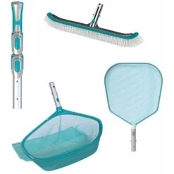 Pack Entretien Piscine Bayrol Avec Manche Télescopique, épuisette De Fond, De Surface Et Brosse 50 Cm