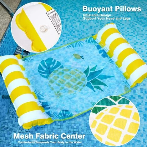 RHAFAYRE Flottantes Hamac Piscine Hamac Gonflable Multi Usage 4 -en-1 Bouées Et Matelas Gonflables Chaise Longue De Piscine Portable Flotteur Pour Adultes, Enfants (Ananas) 4 RHAFAYRE Flottantes Hamac Piscine Hamac Gonflable Multi Usage 4 -en-1 Bouées Et Matelas Gonflables Chaise Longue De Piscine Portable Flotteur Pour Adultes, Enfants (Ananas) – Image 2