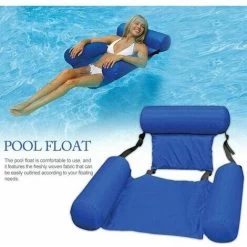 Hamac Gonflable Avec Filet Pliable Double Utilisation De Dossier Flottant Drainage Chaise Longue D'amusement Canapé - Lit Flottant Bleu