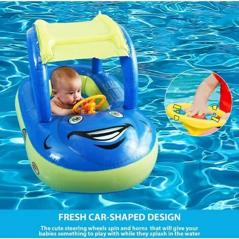 Flotteur Gonflable De Piscine De Bébé Avec Auvent, Siège De Sécurité Pour Tout - Petit, Anneau De Natation De Bébé, Piscine, Flotteur De Printemps, Plage D'été, Bateau Gonflable De Jeu Extérieur (bleu 6 Flotteur Gonflable De Piscine De Bébé Avec Auvent, Siège De Sécurité Pour Tout - Petit, Anneau De Natation De Bébé, Piscine, Flotteur De Printemps, Plage D'été, Bateau Gonflable De Jeu Extérieur (bleu – Image 4