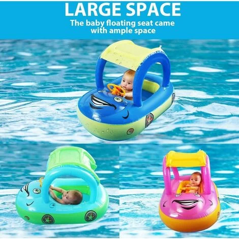 Flotteur Gonflable De Piscine De Bébé Avec Auvent, Siège De Sécurité Pour Tout - Petit, Anneau De Natation De Bébé, Piscine, Flotteur De Printemps, Plage D'été, Bateau Gonflable De Jeu Extérieur (bleu 7 Flotteur Gonflable De Piscine De Bébé Avec Auvent, Siège De Sécurité Pour Tout - Petit, Anneau De Natation De Bébé, Piscine, Flotteur De Printemps, Plage D'été, Bateau Gonflable De Jeu Extérieur (bleu – Image 5
