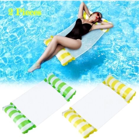 Hamac Piscine Pour Adulte 2 Pcs, Gonflable Hamac Flottant 4 -en-1 Flotteur Hamac Hamac D'eau Multi-Usage Pliable Portable Flotteur Ultralége Vert Et Jaune 3 Hamac Piscine Pour Adulte 2 Pcs, Gonflable Hamac Flottant 4 -en-1 Flotteur Hamac Hamac D'eau Multi-Usage Pliable Portable Flotteur Ultralége Vert Et Jaune