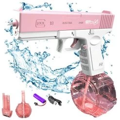 Pistolet à Eau électrique Pour Enfants Et Adultes - Pistolet à Eau - Jouets En Plastique - Portée Jusqu'à 32ft - Super One Touch Auto Water Gun 434CC Size Pink