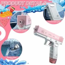 Pistolet à Eau électrique Pour Enfants Et Adultes - Pistolet à Eau - Jouets En Plastique - Portée Jusqu'à 32ft - Super One Touch Auto Water Gun 434CC Size Pink -Piscine Soldes 95419812 5