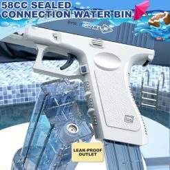 Pistolet à Eau électrique Pour Enfants Et Adultes - Pistolet à Eau - Jouets En Plastique Pour Pistolet à Eau - Portée Jusqu'à 32ft - Super One Touch Auto Water Gun 58cc Size Blue -Piscine Soldes 95419931 5