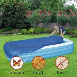 Couverture De Piscine Rectangulaire, Convient à La Couverture De Piscine Rectangulaire Gonflable De 120 Po X 72 Po, Couverture De Piscine Gonflable, Carré Anti-poussière Pour Jardin Extérieur Pataugeo -Piscine Soldes 95518812 3