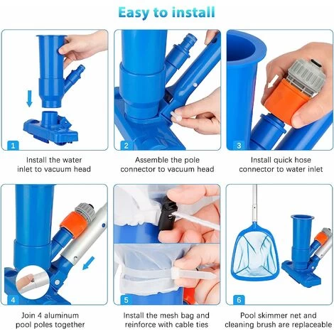 Aspirateur Piscine, Aspirateur Nettoyeur à Jet De Piscine Portable, Kit De Nettoyage De Piscine, Tête D'aspiration Avec Brosse Inférieure, Tige En Aluminium Amovible, Epuisette Piscine 7 Aspirateur Piscine, Aspirateur Nettoyeur à Jet De Piscine Portable, Kit De Nettoyage De Piscine, Tête D'aspiration Avec Brosse Inférieure, Tige En Aluminium Amovible, Epuisette Piscine – Image 5