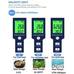 Testeur De Sel De Piscine, Testeur De Sel D'Eau De Mer Numérique 5 En 1, Kit De Test Étanche Ip67 9 Testeur De Sel De Piscine, Testeur De Sel D'Eau De Mer Numérique 5 En 1, Kit De Test Étanche Ip67 -Piscine Soldes 97451124 3