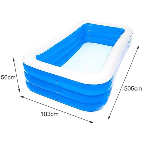 Piscines Gonflables Piscine Familiale Rectangulaire Gonflable, Piscinette FêTe Aquatique D'éTé, 305X183X56cm Bleu 7 Piscines Gonflables Piscine Familiale Rectangulaire Gonflable, Piscinette FêTe Aquatique D'éTé, 305X183X56cm Bleu – Image 5