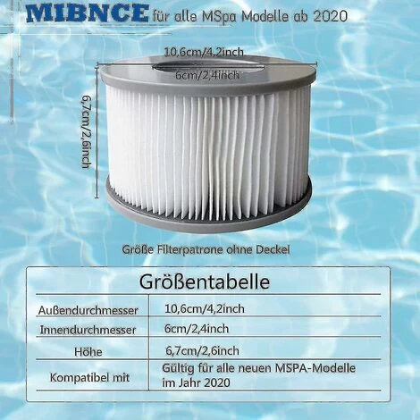 Lot De 8 Cartouches Filtrantes De Rechange Pour Piscine Gonflable Mspa, Jacuzzi Ruikalucky 4 Lot De 8 Cartouches Filtrantes De Rechange Pour Piscine Gonflable Mspa, Jacuzzi Ruikalucky – Image 2