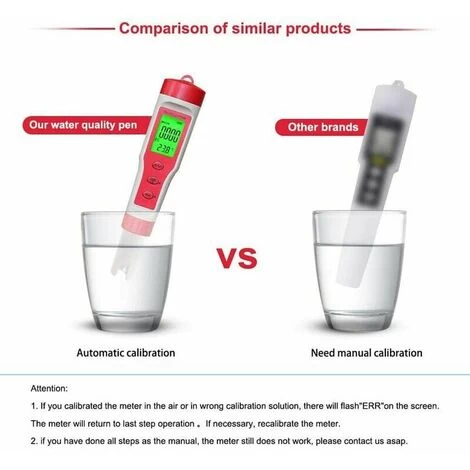 PH Mètre, Conductimètre PH/TDS/EC/température, étalonnage Automatique De Haute Précision, Numérique Pour Les Aquariums D'eau Potable De Piscines 6 PH Mètre, Conductimètre PH/TDS/EC/température, étalonnage Automatique De Haute Précision, Numérique Pour Les Aquariums D'eau Potable De Piscines – Image 4